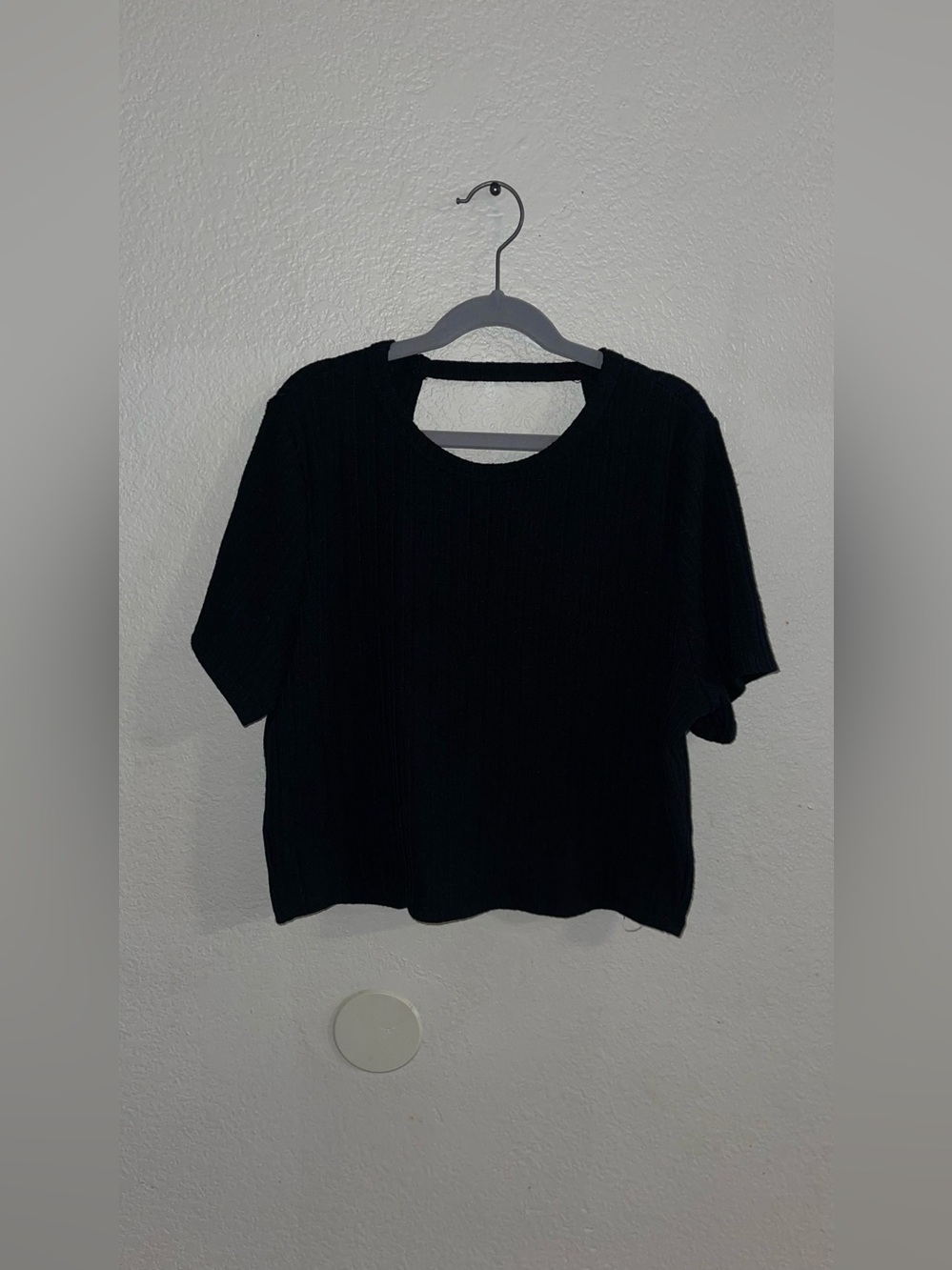 Blue Rain Black Ribbed Short-Sleeve Top